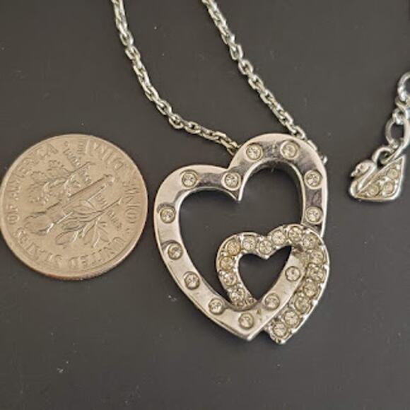 Swarovski Interlocked‎ Hearts Necklace Clear Crystals #5022442 Rhodium Plated - Picture 5 of 5